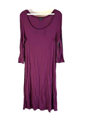 Eileen Fisher Purple Viscose Slinky Shirt Dress Minimalist Modest